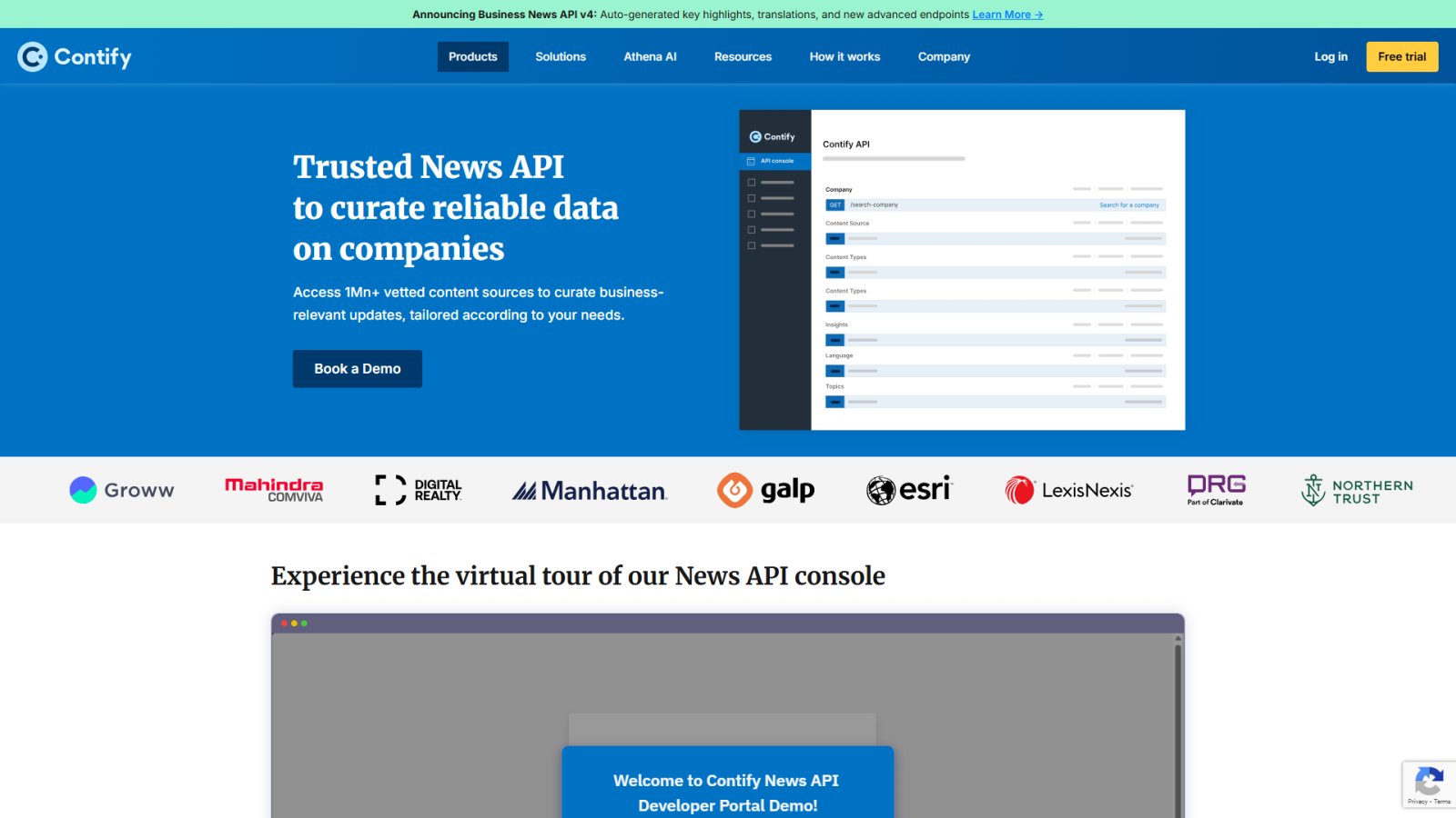 Contify News API нейросеть Главная страница