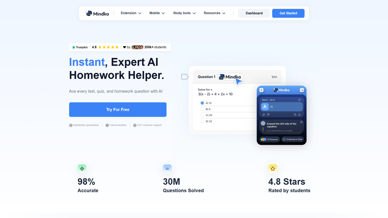 Mindko AI Homework Helper — интерфейс нейросети Mindko AI Homework Helper — интерфейс нейросети