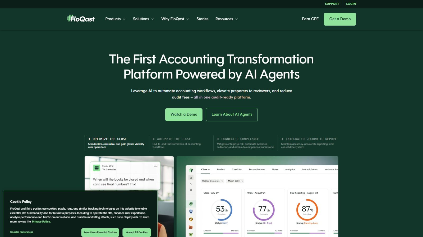FloQast нейросеть Главная страница