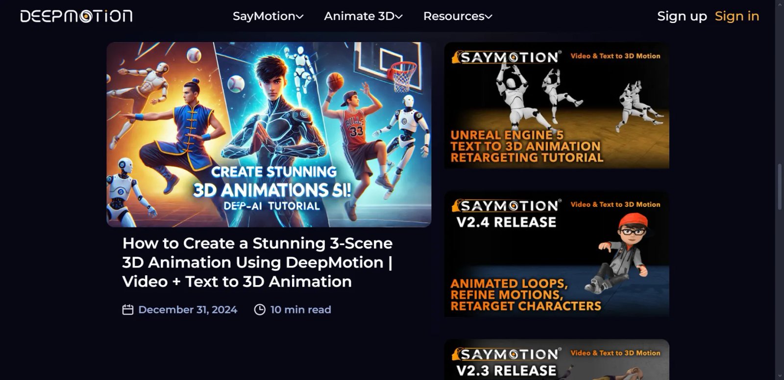 DeepMotion Home Page