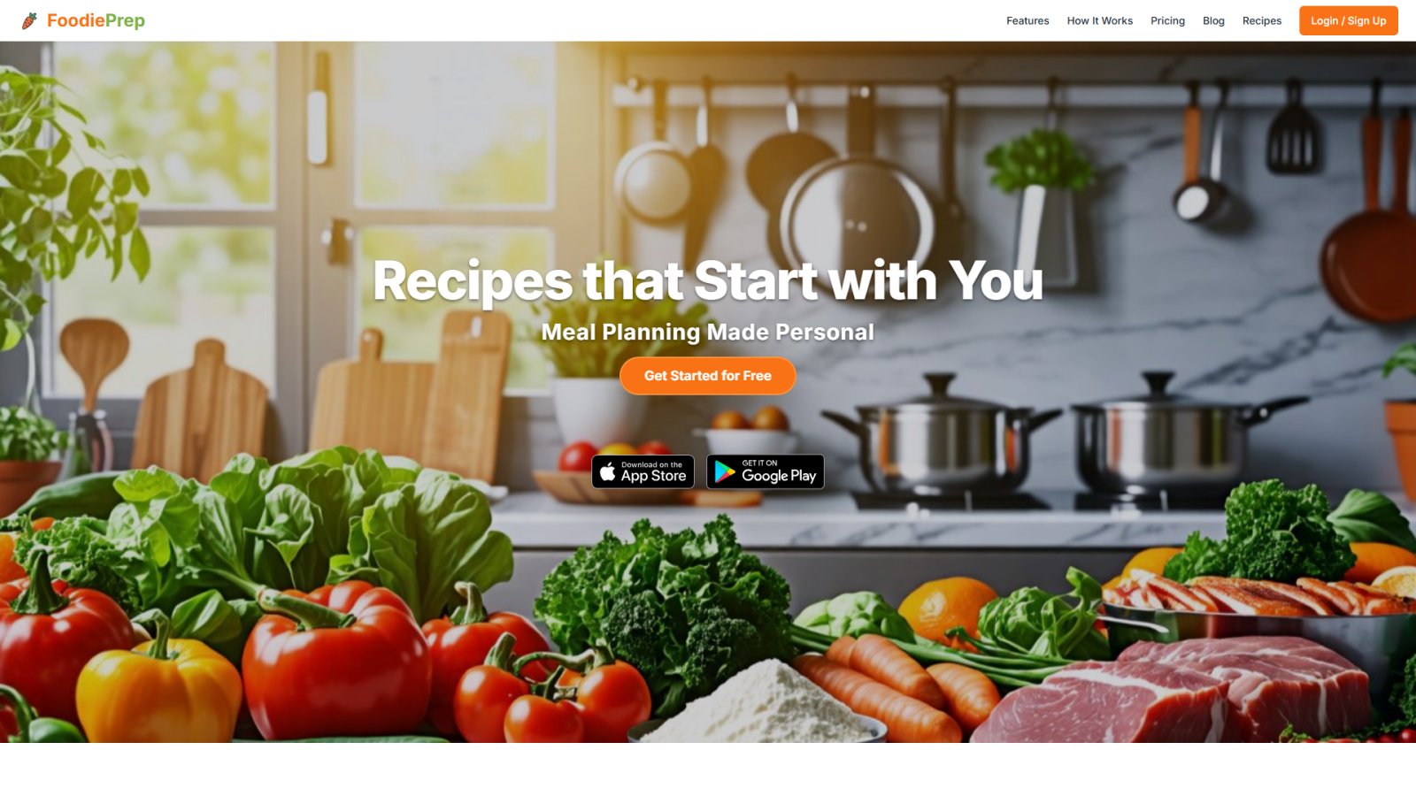 FoodiePrep нейросеть Главная страница