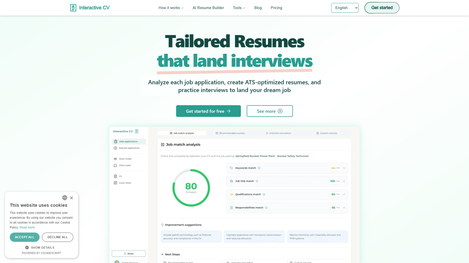 Interactive CV — интерфейс нейросети Interactive CV — интерфейс нейросети