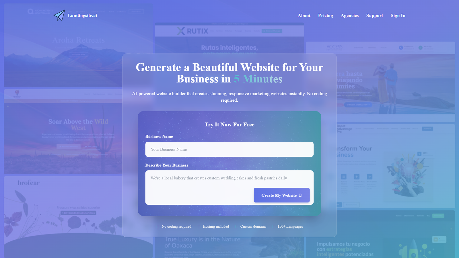 Landingsite.ai — интерфейс нейросети Landingsite.ai — интерфейс нейросети