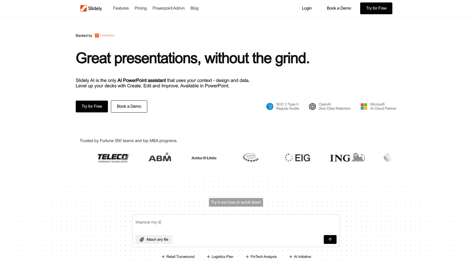 Slidely AI — интерфейс нейросети