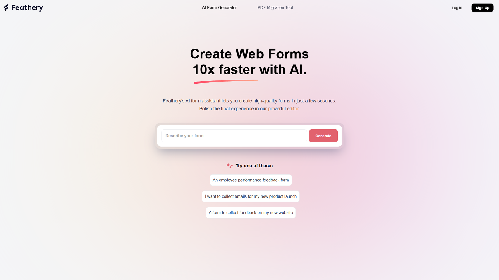 Feathery AI Form Builder — интерфейс нейросети Feathery AI Form Builder — интерфейс нейросети