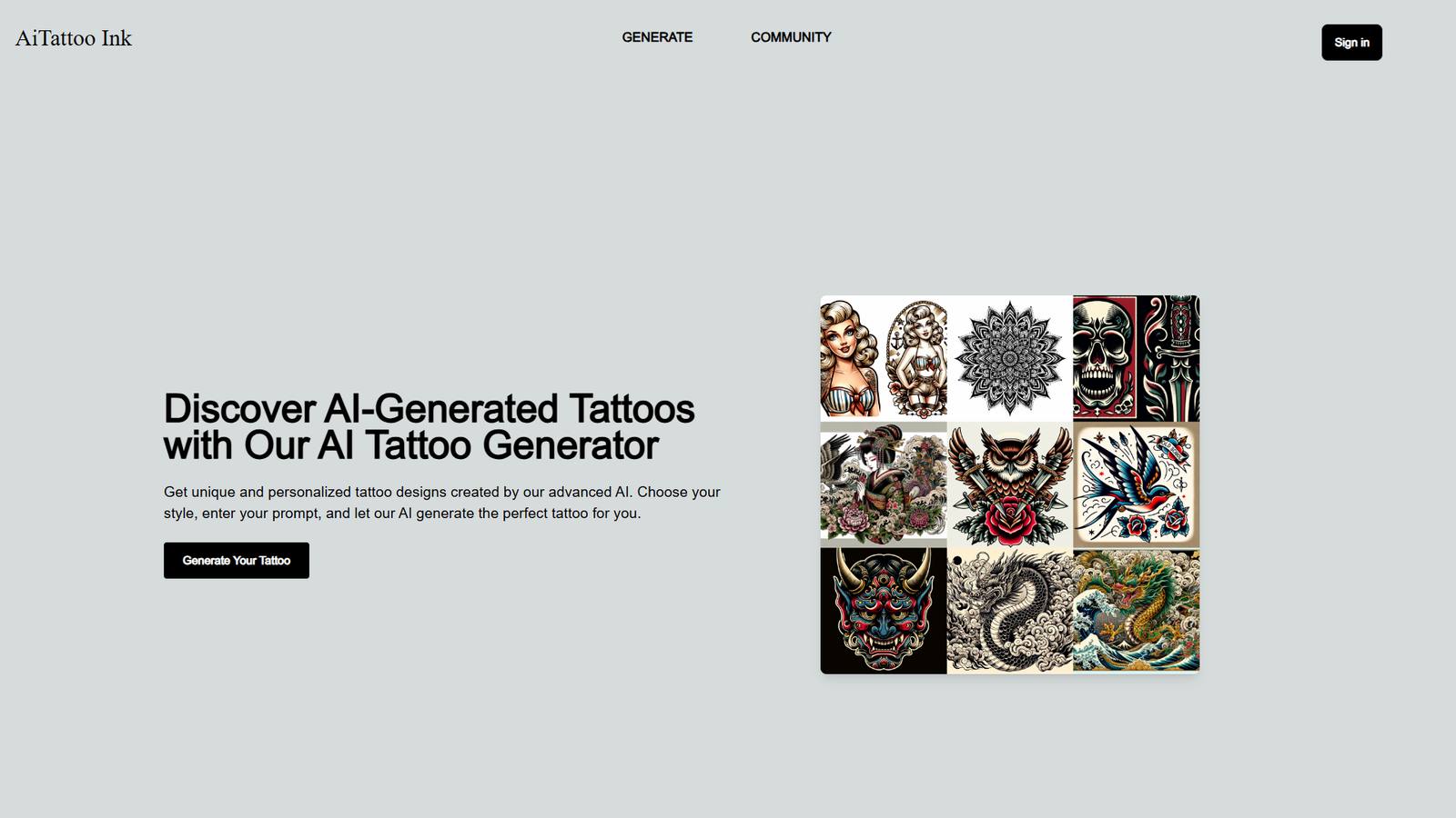 AI Tattoo Ink — интерфейс нейросети AI Tattoo Ink — интерфейс нейросети