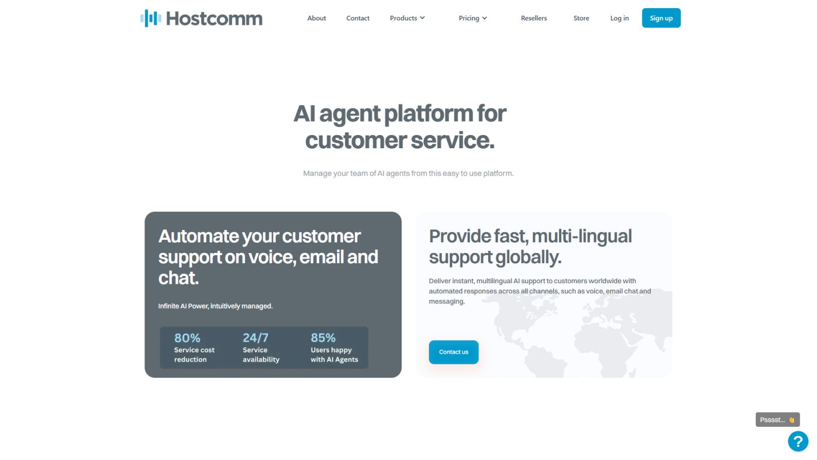 Hostcomm AI Agent нейросеть Главная страница