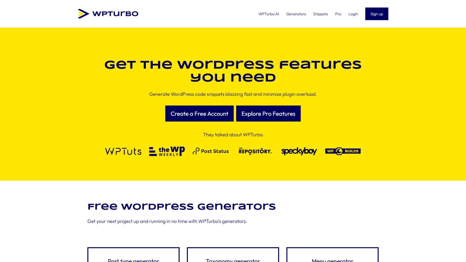 WPTurbo нейросеть Главная страница