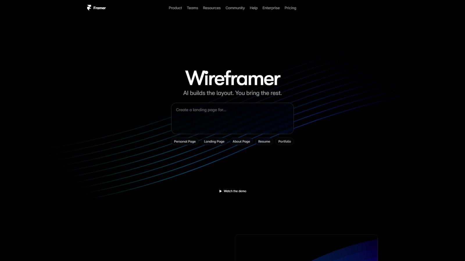 Wireframer AI нейросеть Главная страница