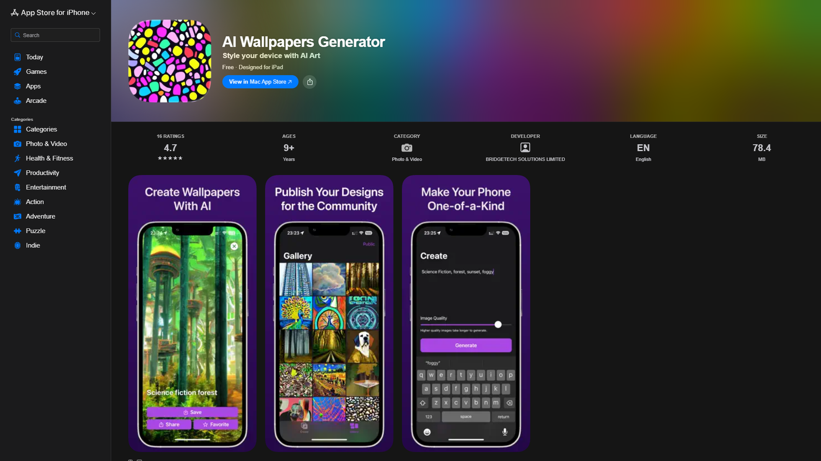 AI Wallpapers Generator — интерфейс нейросети AI Wallpapers Generator — интерфейс нейросети