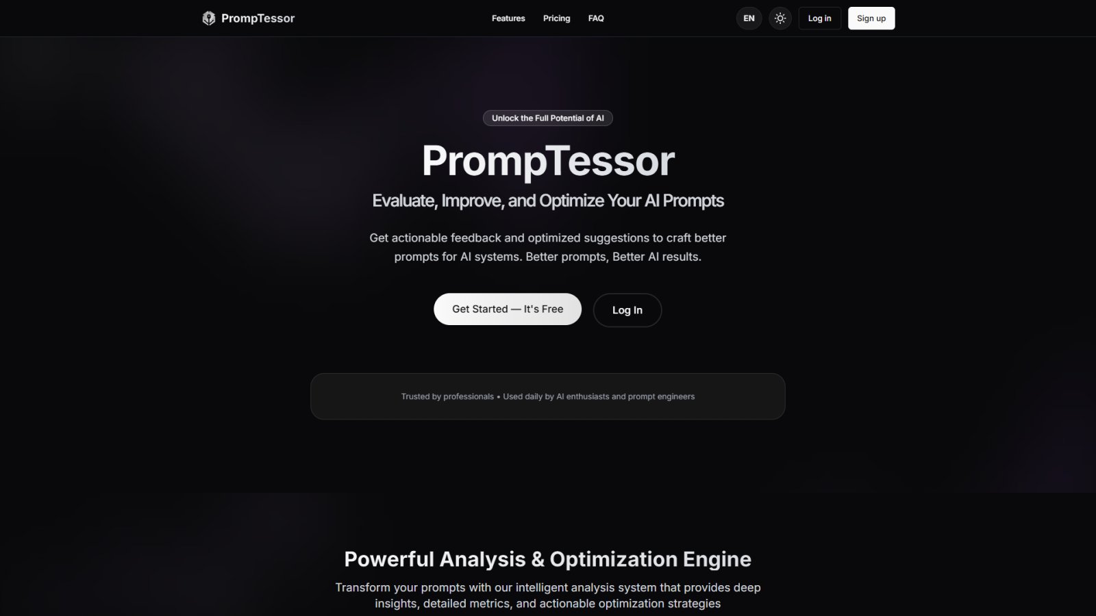 PrompTessor нейросеть Главная страница