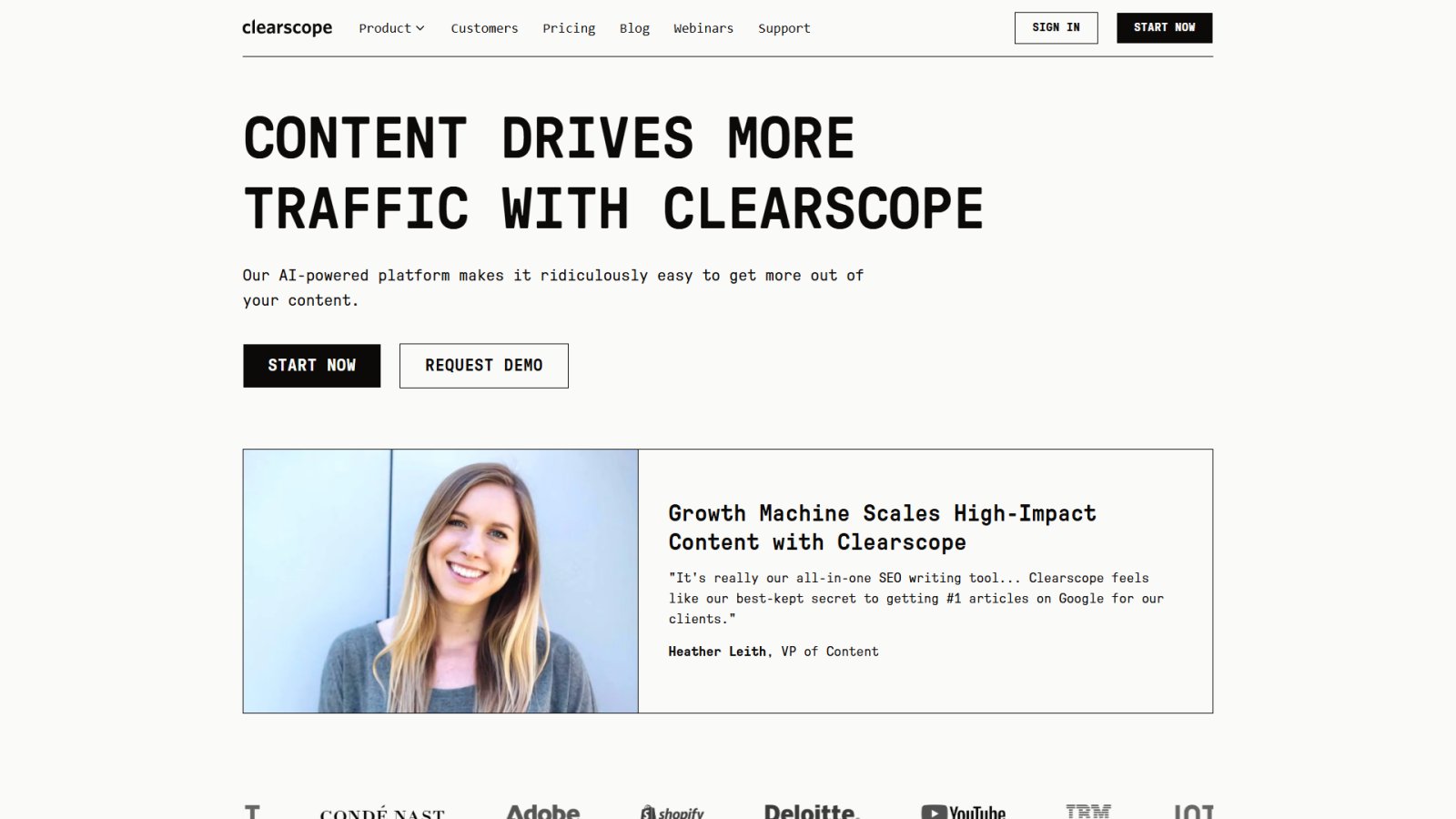 Clearscope нейросеть Главная страница