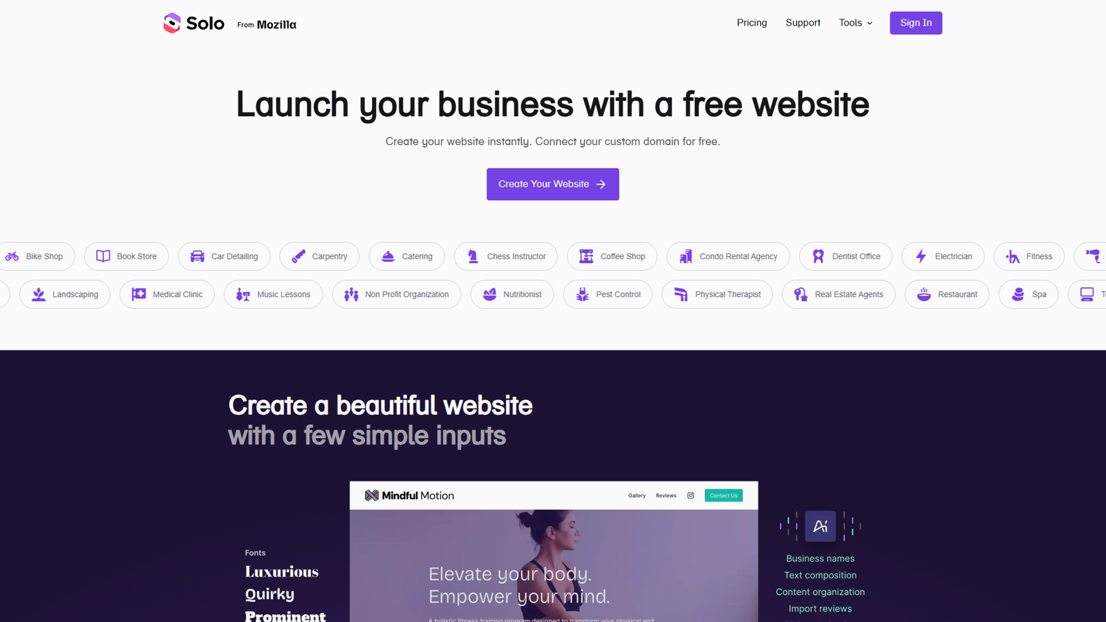 Solo — AI-конструктор сайтов — интерфейс нейросети Solo — AI-конструктор сайтов — интерфейс нейросети