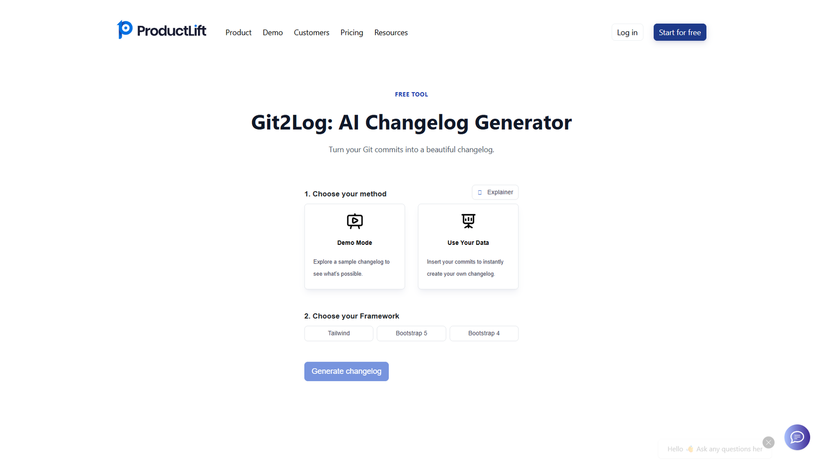 Git2Log AI Changelog Generator — интерфейс нейросети Git2Log AI Changelog Generator — интерфейс нейросети