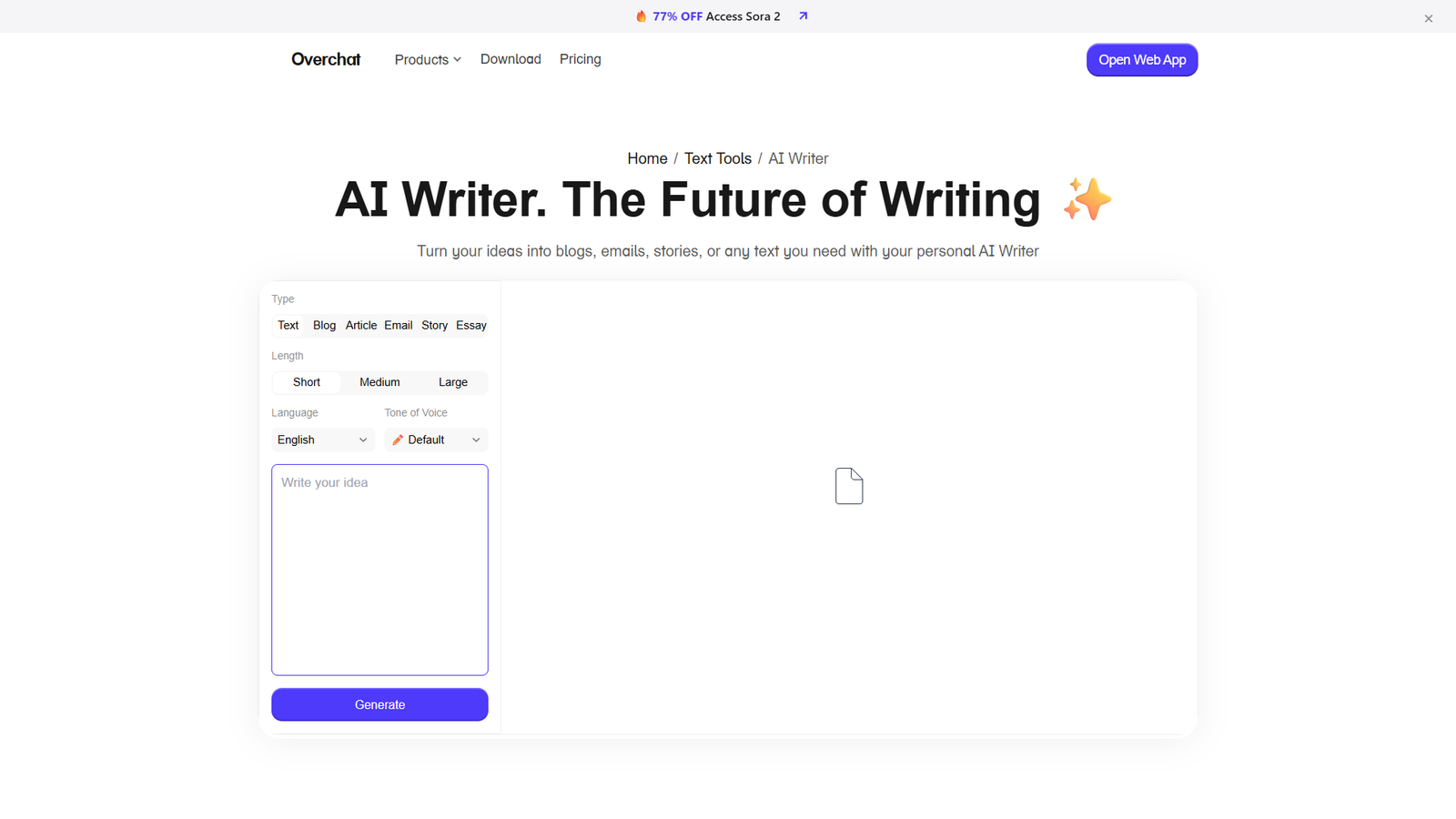 Overchat AI Writer — интерфейс нейросети Overchat AI Writer — интерфейс нейросети
