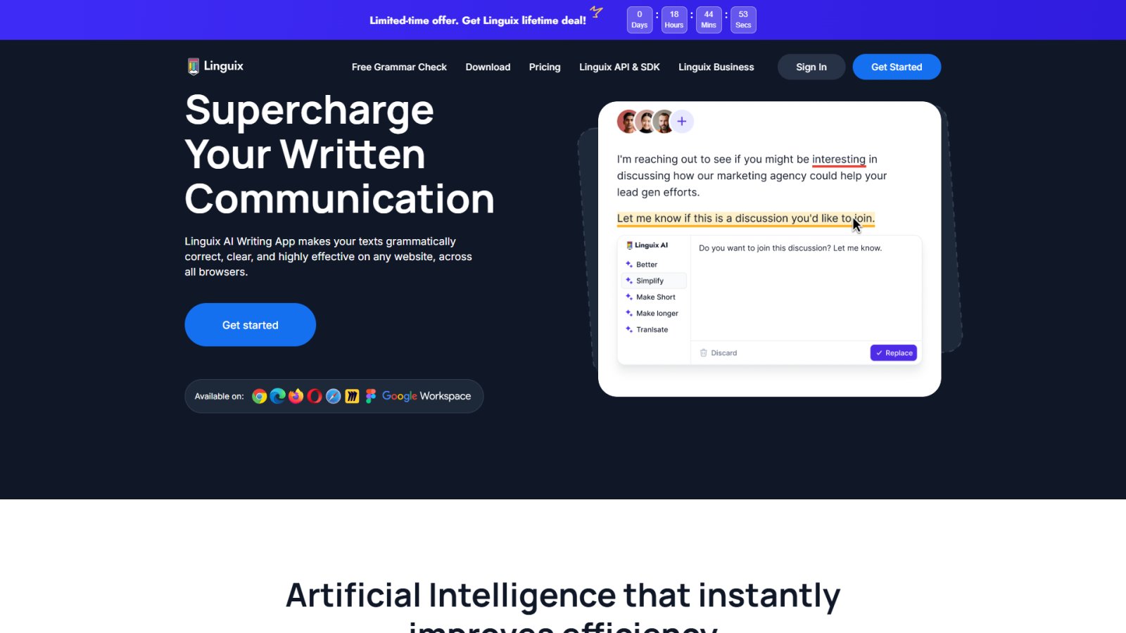 Linguix нейросеть Главная страница