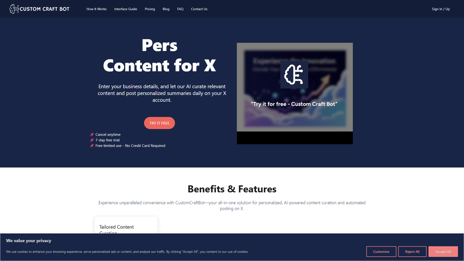 CustomCraftBot — интерфейс нейросети CustomCraftBot — интерфейс нейросети