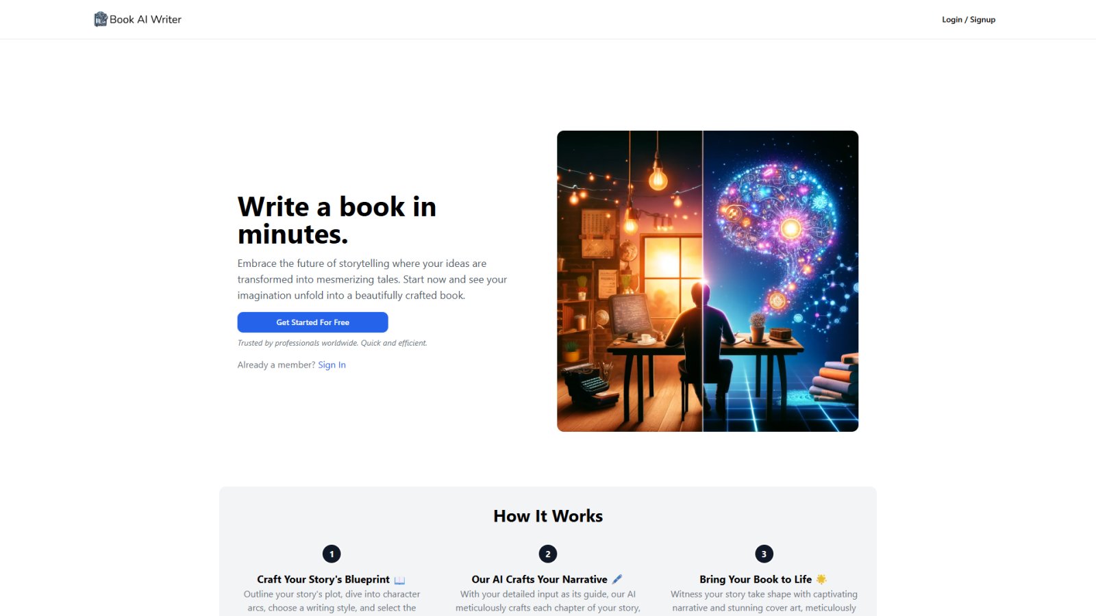 Book AI Writer нейросеть Главная страница