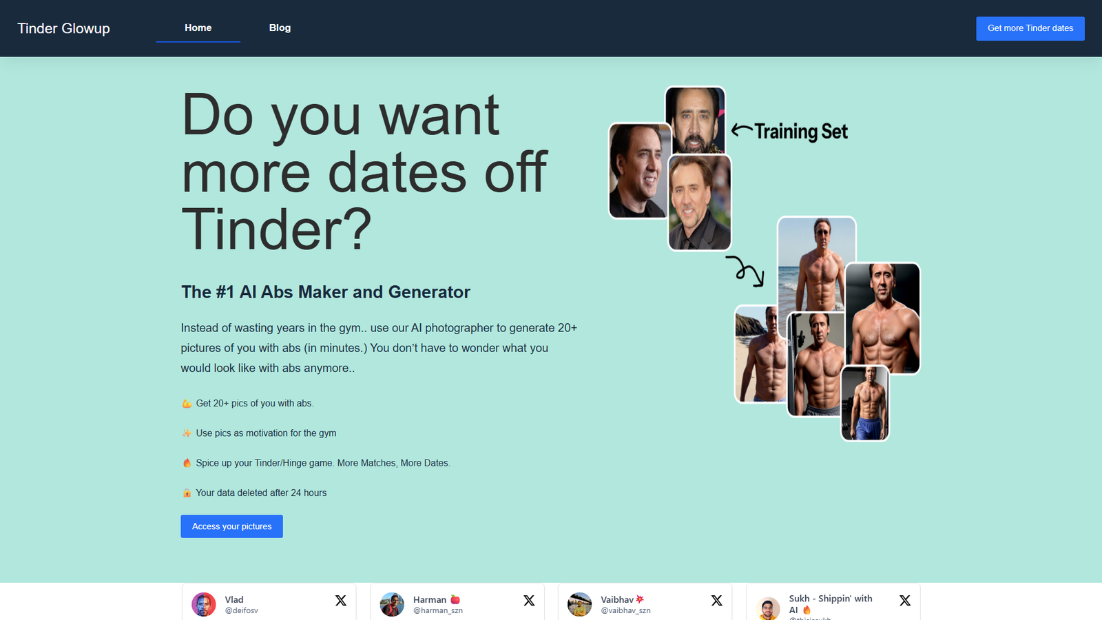 Tinder Glowup — интерфейс нейросети Tinder Glowup — интерфейс нейросети