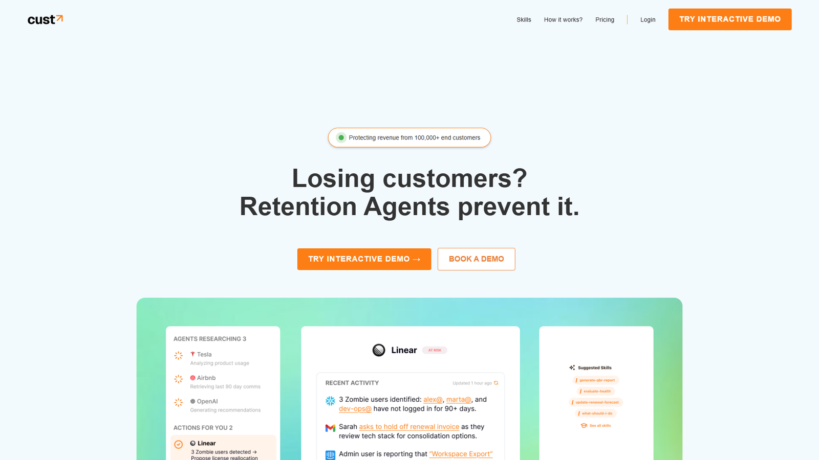 Cust AI Retention Agents — интерфейс нейросети Cust AI Retention Agents — интерфейс нейросети