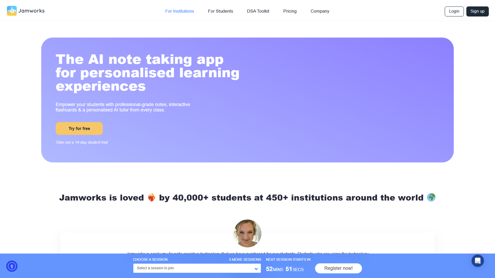 Jamworks AI Note Taking App — интерфейс нейросети Jamworks AI Note Taking App — интерфейс нейросети
