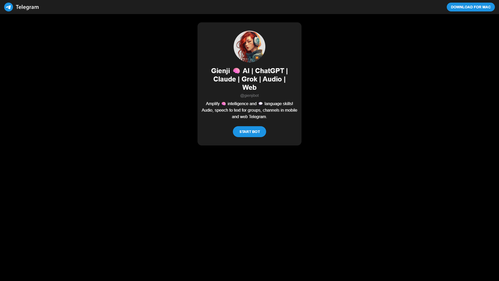 Gienji Telegram Bot — интерфейс нейросети Gienji Telegram Bot — интерфейс нейросети