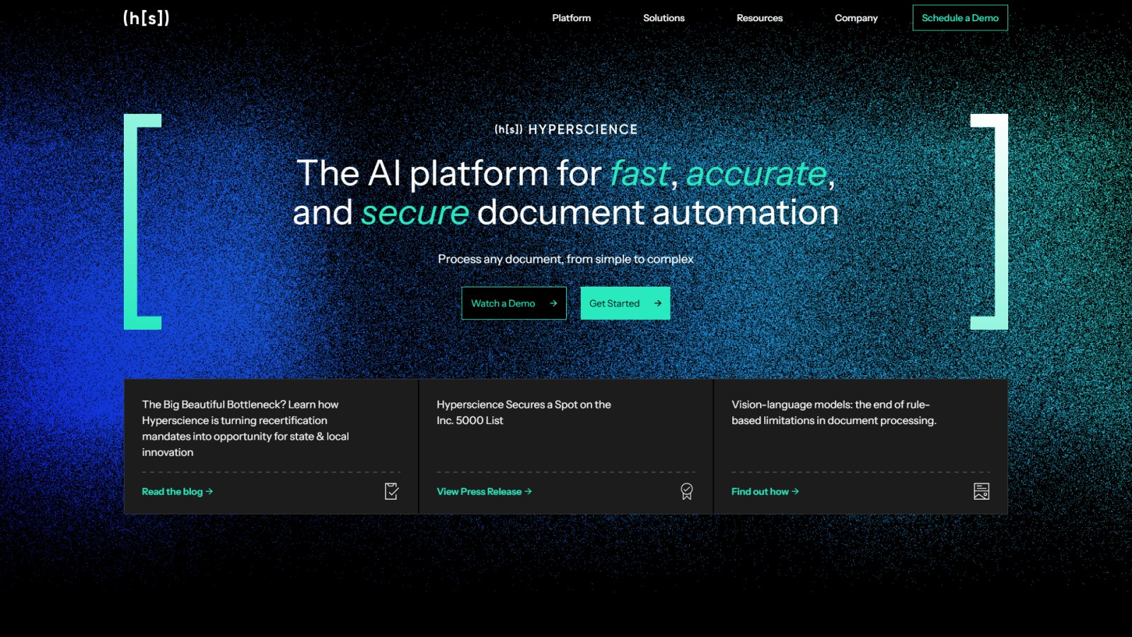 Hyperscience нейросеть Главная страница