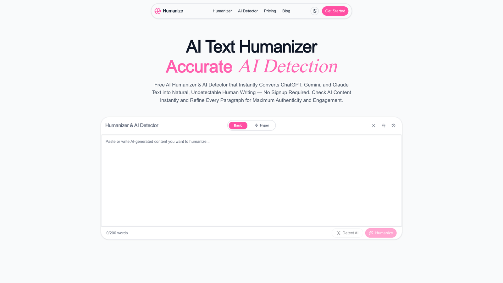Humanize — интерфейс нейросети