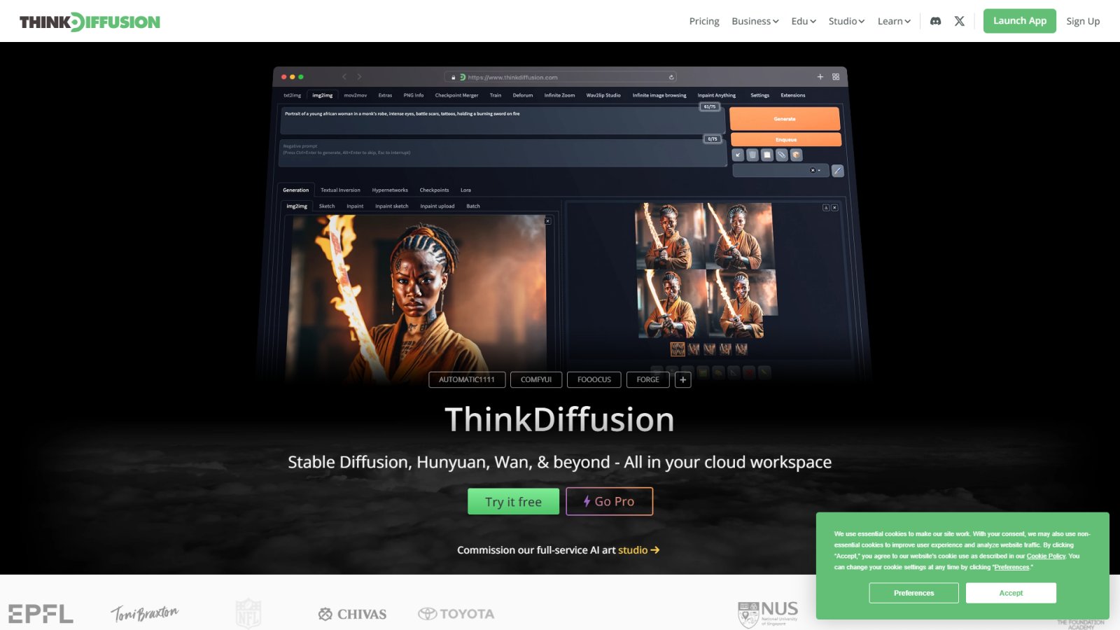 Thinkdiffusion нейросеть Главная страница