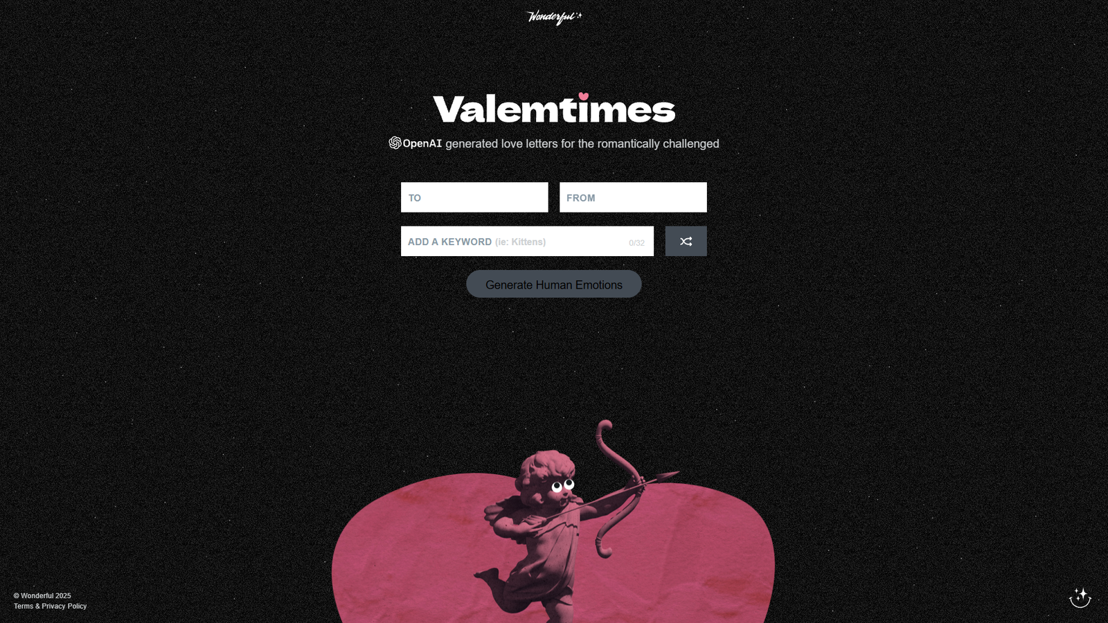 Valemtimes Valentine Generator — интерфейс нейросети Valemtimes Valentine Generator — интерфейс нейросети