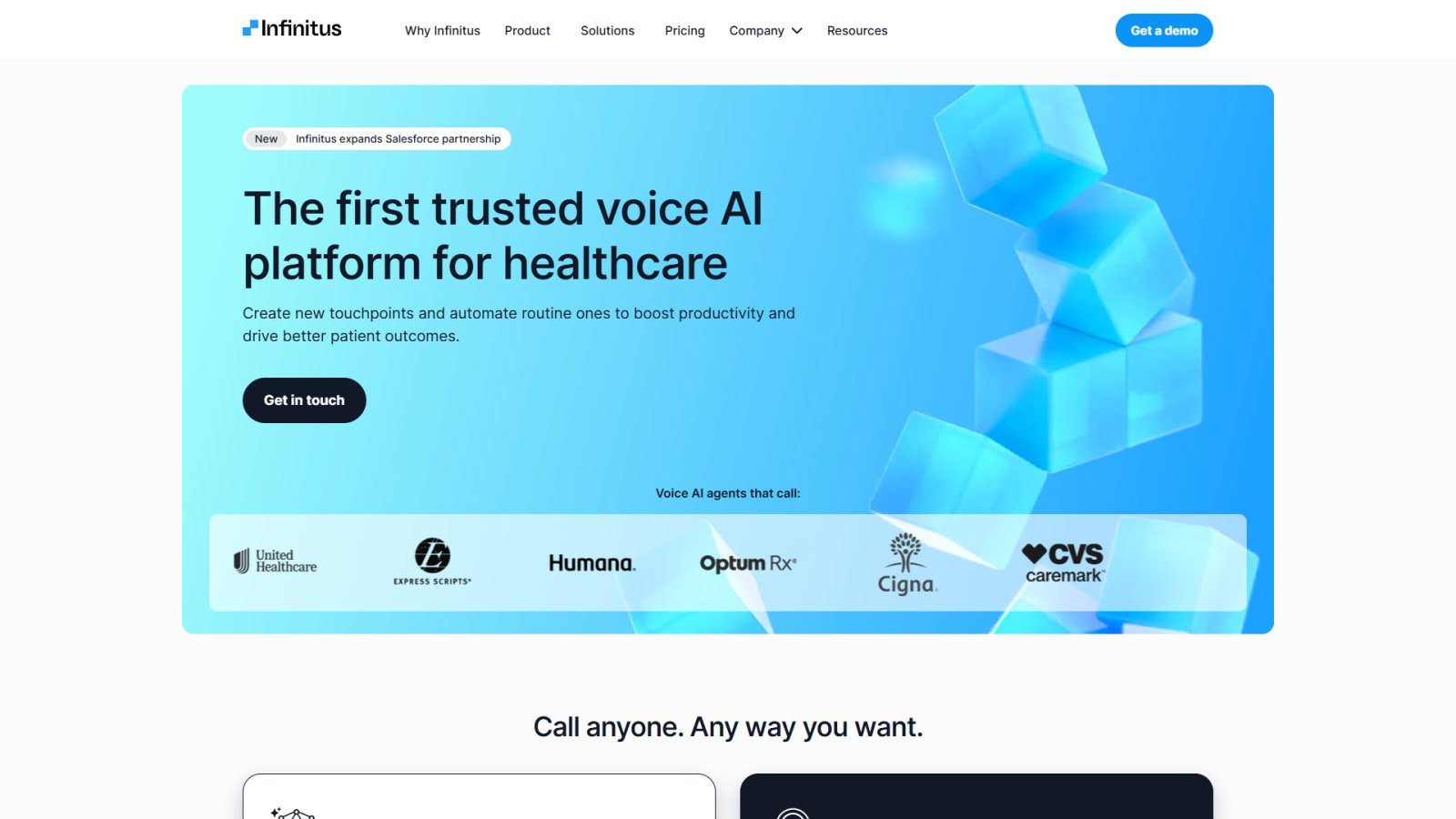 Infinitus Systems нейросеть Главная страница