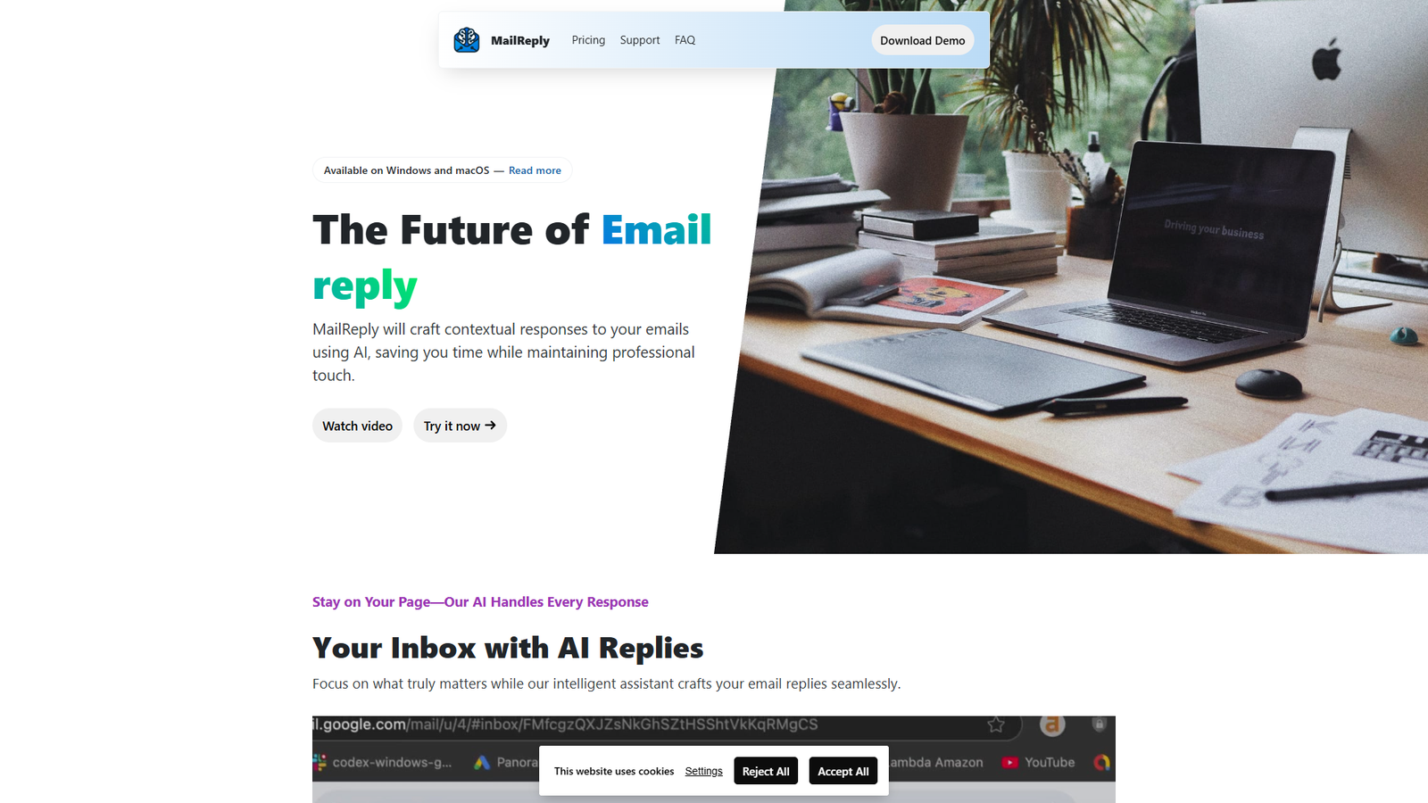 MailReply — интерфейс нейросети MailReply — интерфейс нейросети