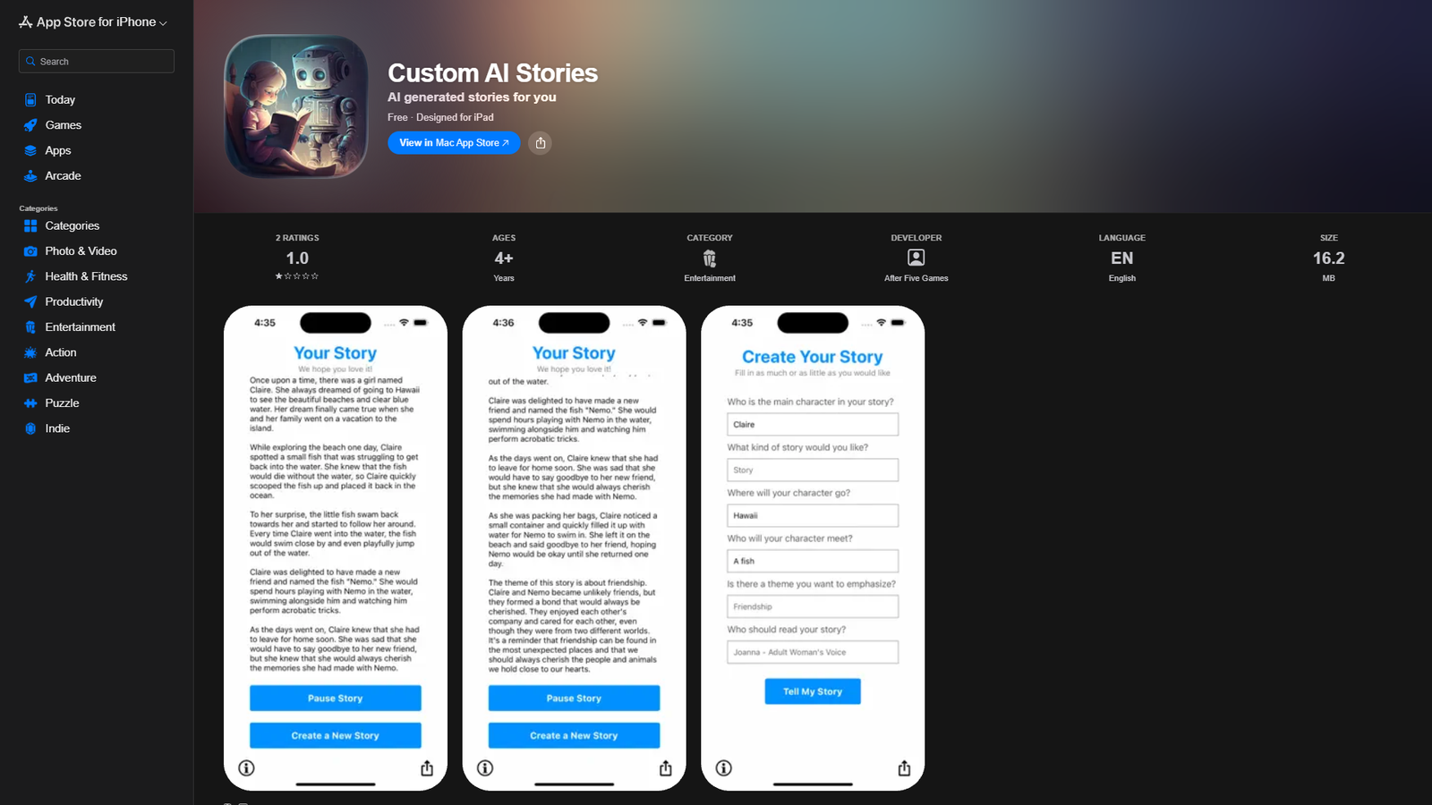 Custom AI Stories — интерфейс нейросети Custom AI Stories — интерфейс нейросети
