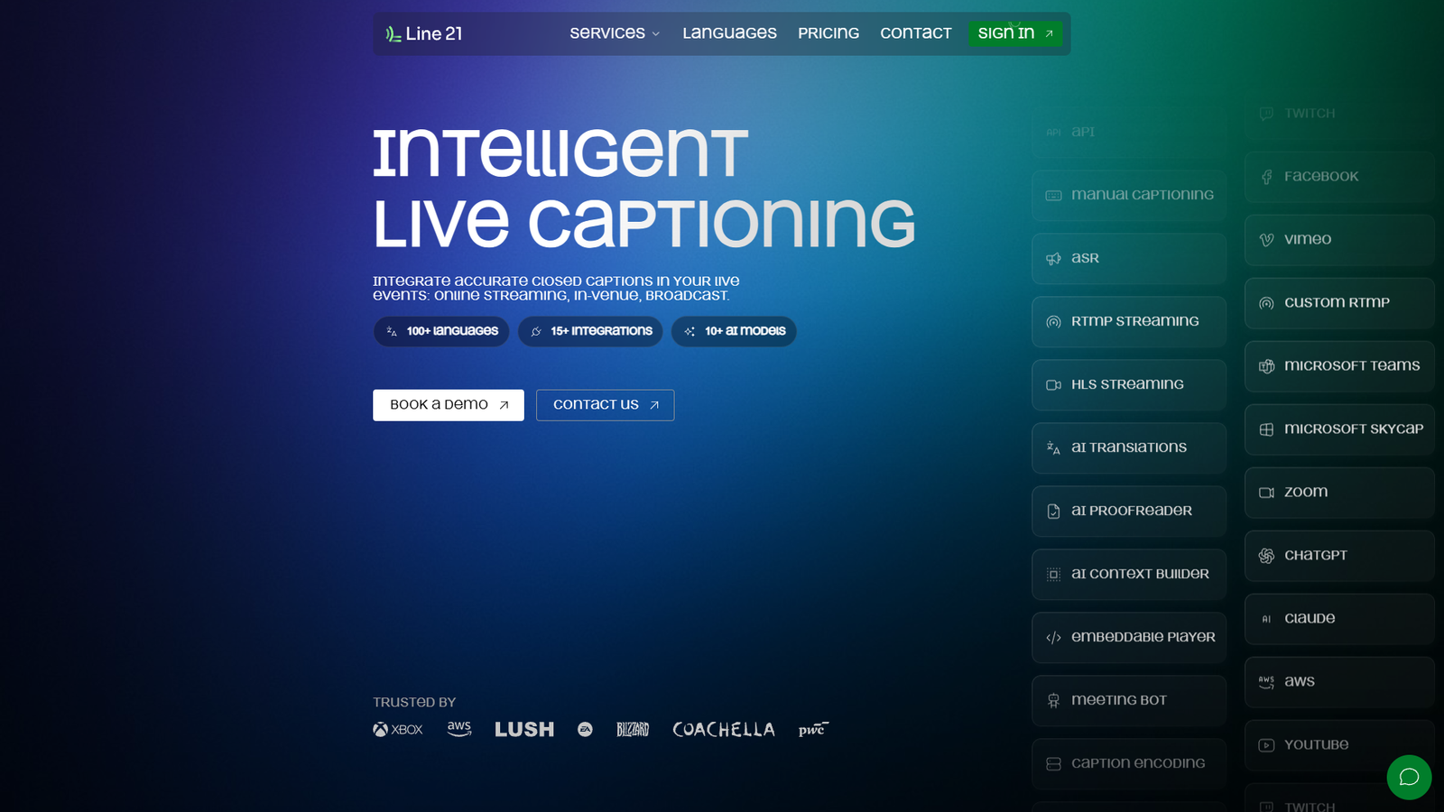 Line 21 Live Captions — интерфейс нейросети Line 21 Live Captions — интерфейс нейросети