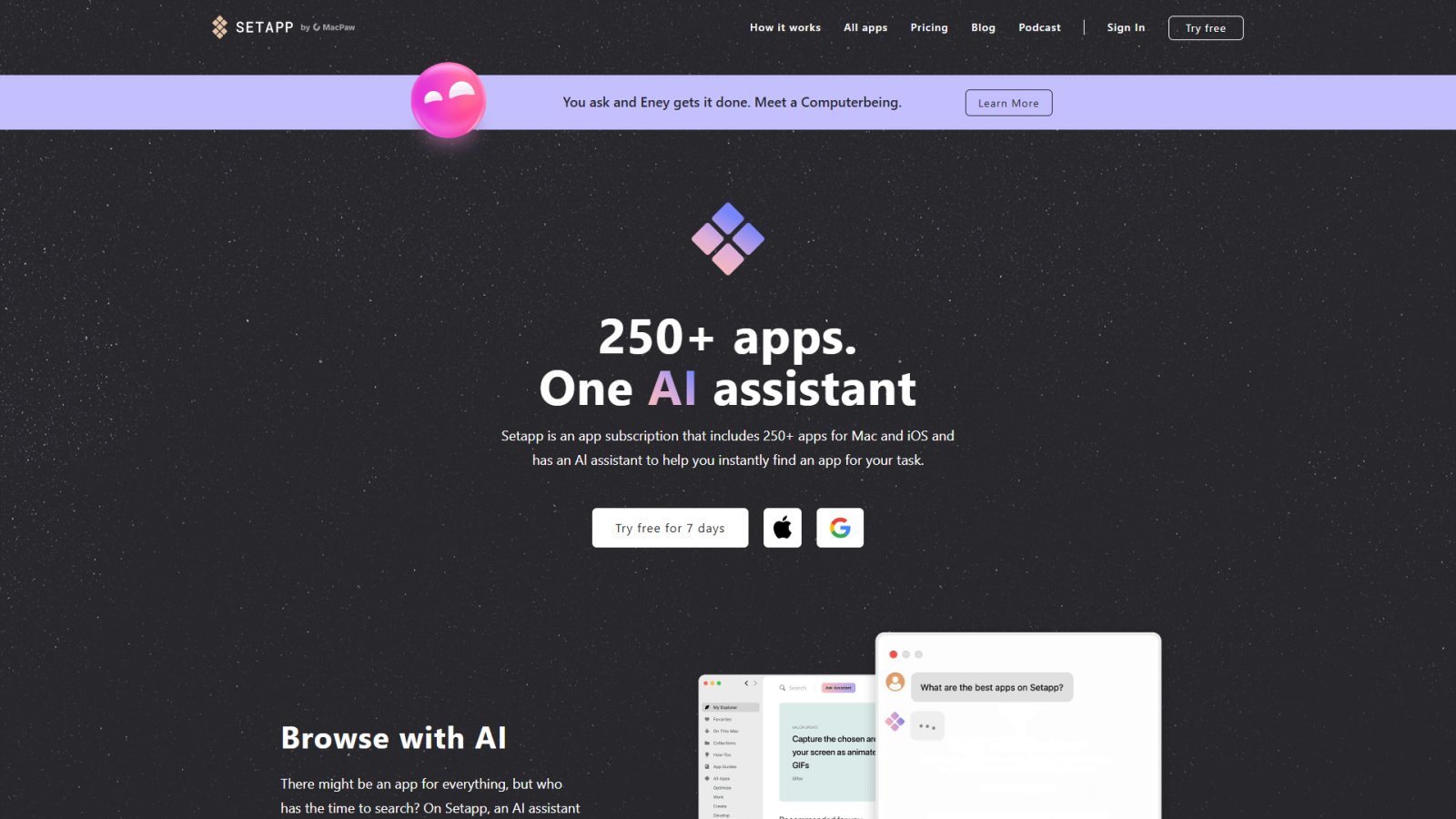 Setapp нейросеть Главная страница