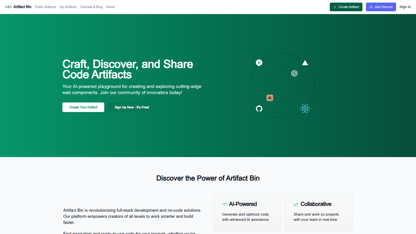 Artifact Bin — интерфейс нейросети Artifact Bin — интерфейс нейросети