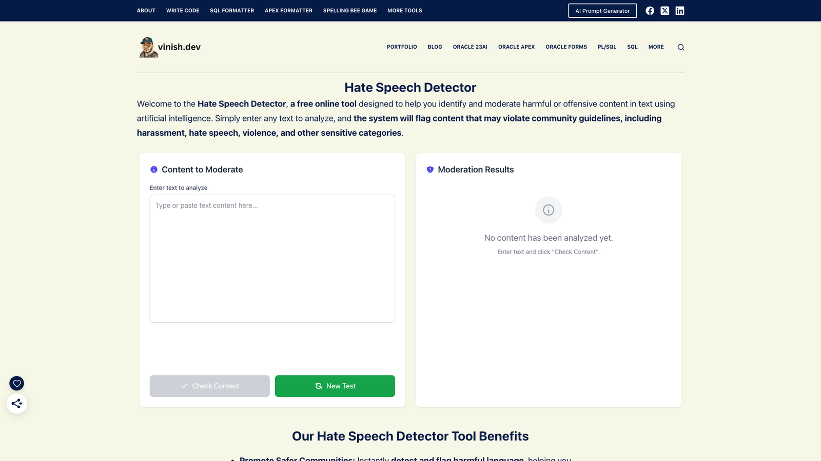 Hate Speech Detector — интерфейс нейросети Hate Speech Detector — интерфейс нейросети