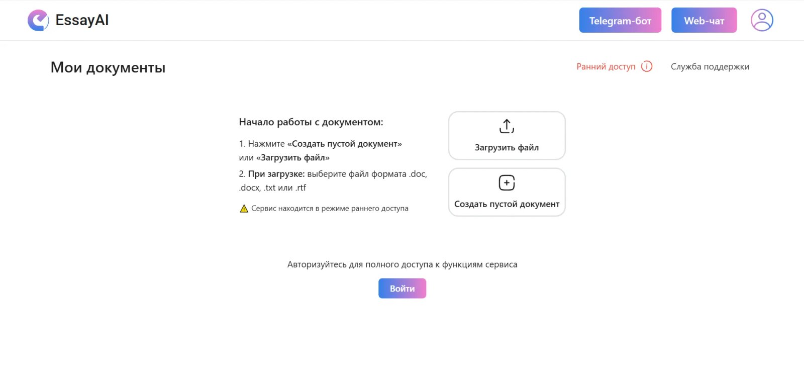 Essay Write Начало работы