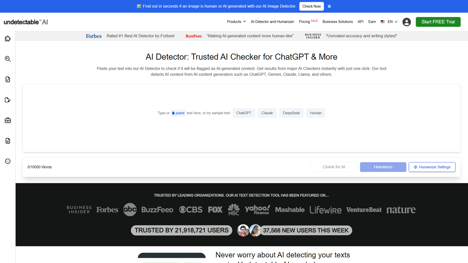 Undetectable AI — интерфейс нейросети Undetectable AI — интерфейс нейросети