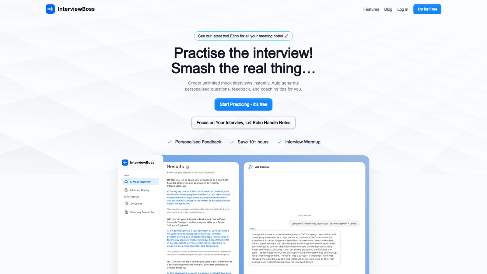 InterviewBoss — интерфейс нейросети InterviewBoss — интерфейс нейросети