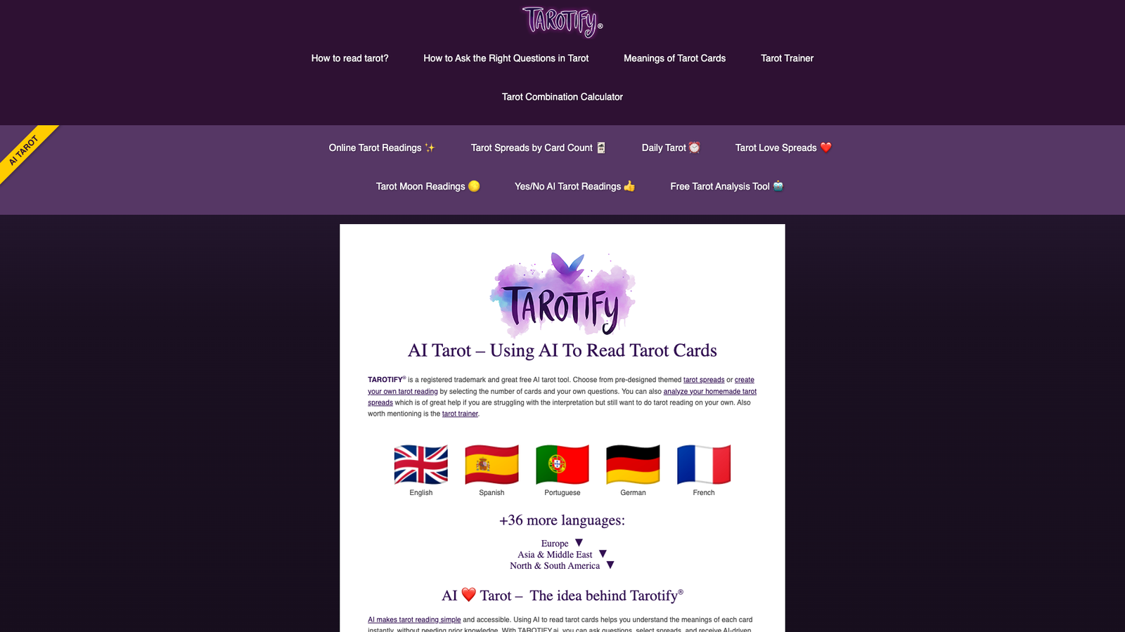 TAROTIFY.ai — интерфейс нейросети