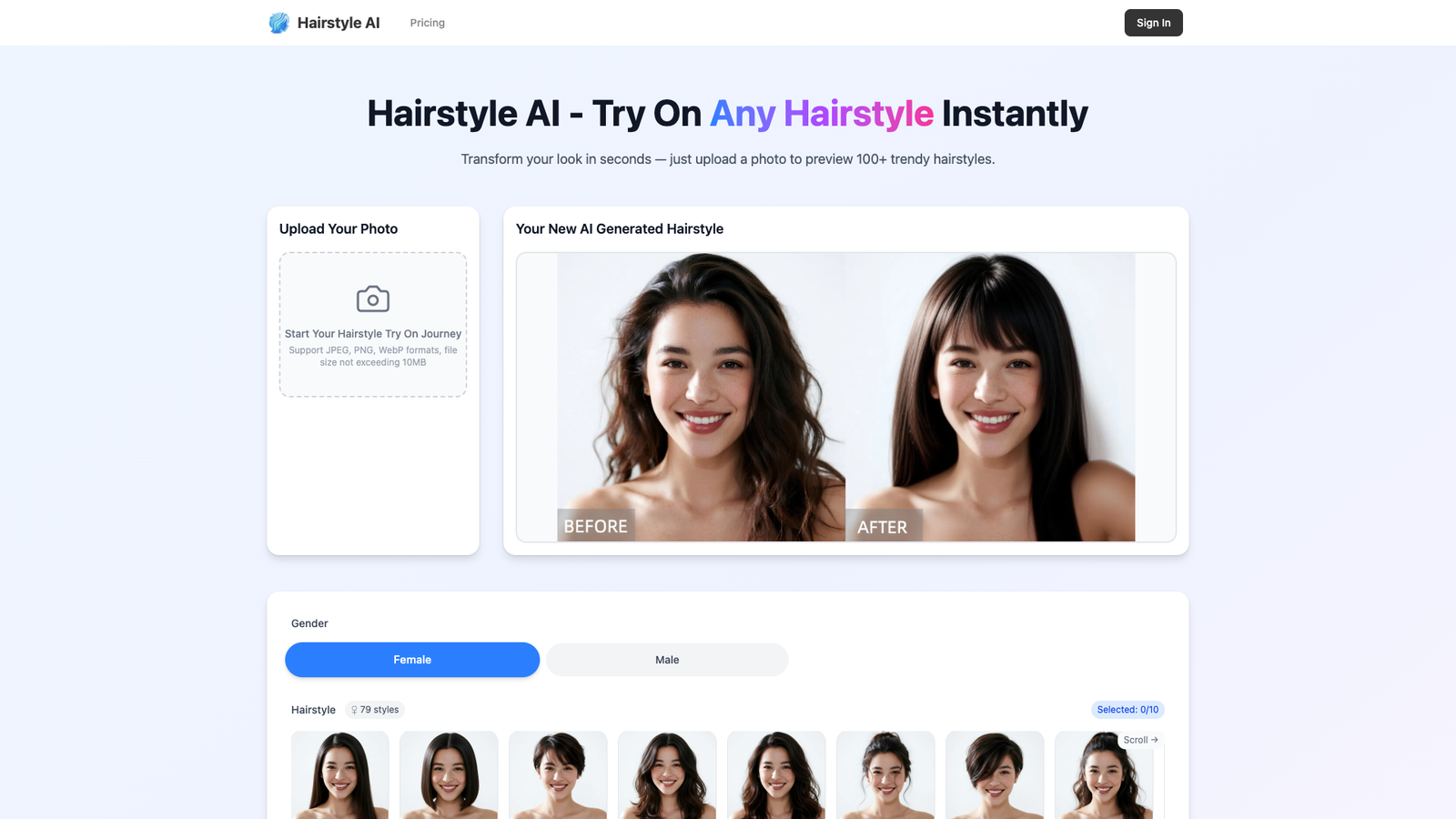 Hairstyle AI — интерфейс нейросети Hairstyle AI — интерфейс нейросети