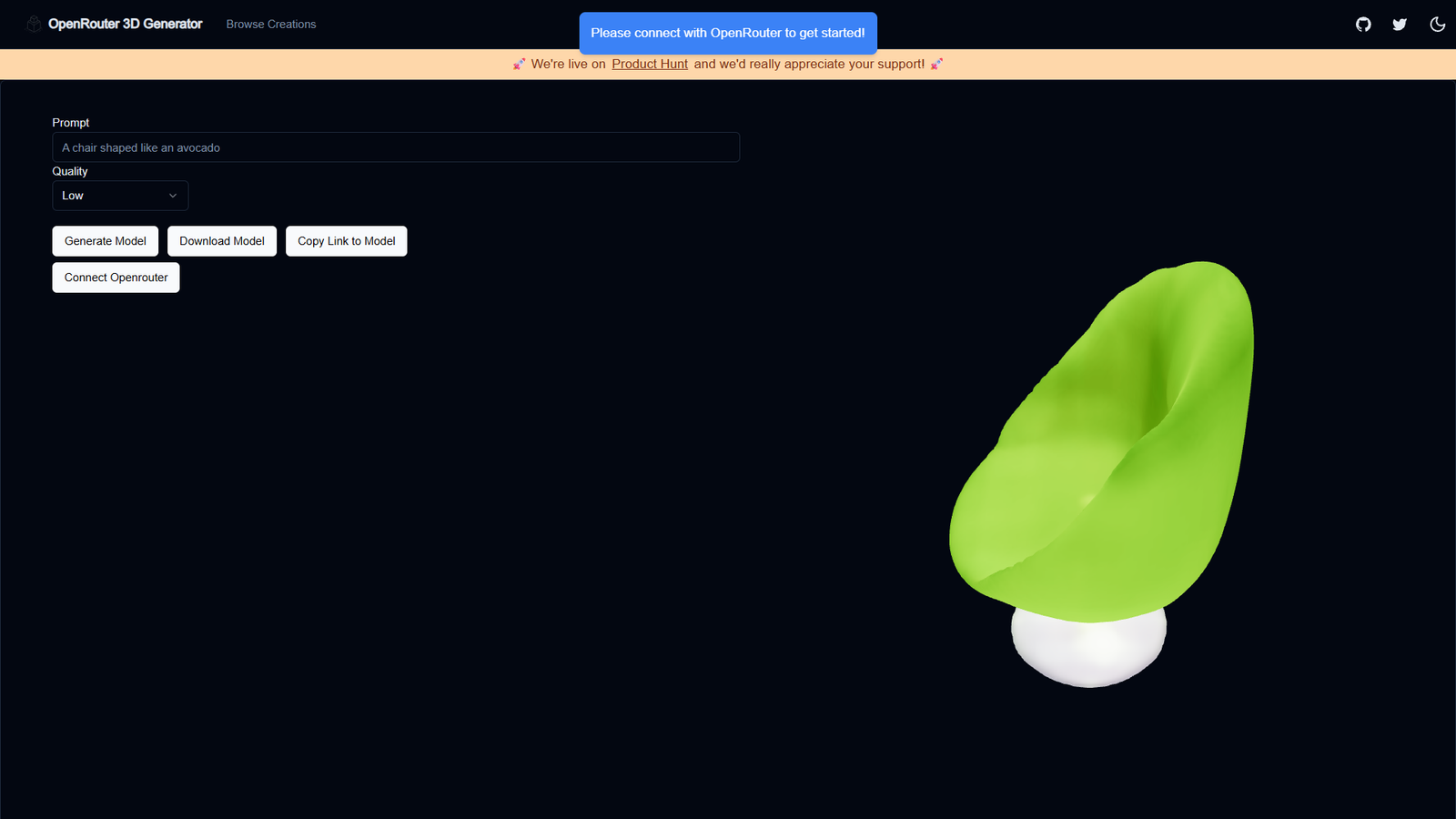 OpenRouter 3D Generator — интерфейс нейросети OpenRouter 3D Generator — интерфейс нейросети