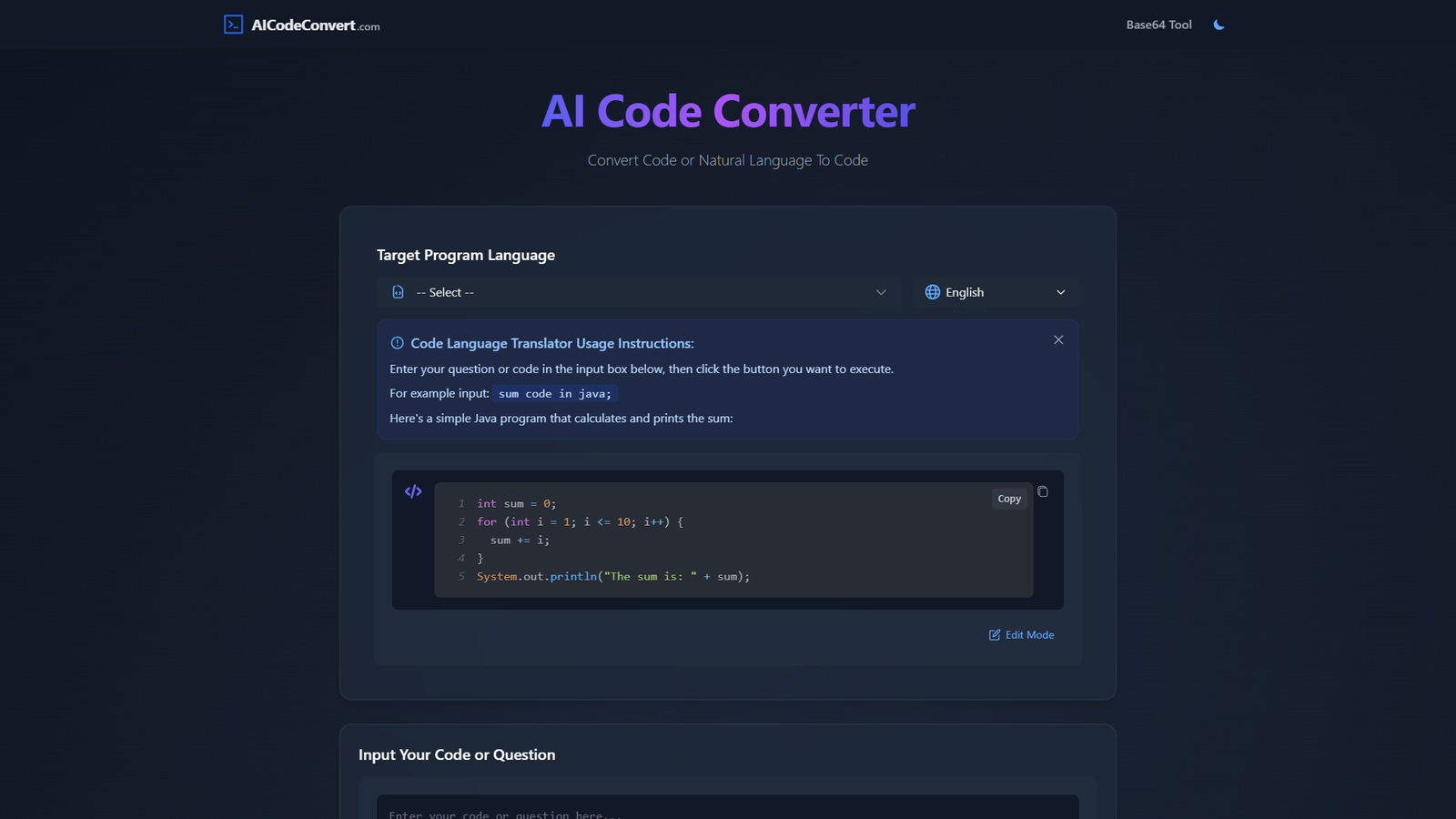 AI Code Converter — интерфейс нейросети AI Code Converter — интерфейс нейросети
