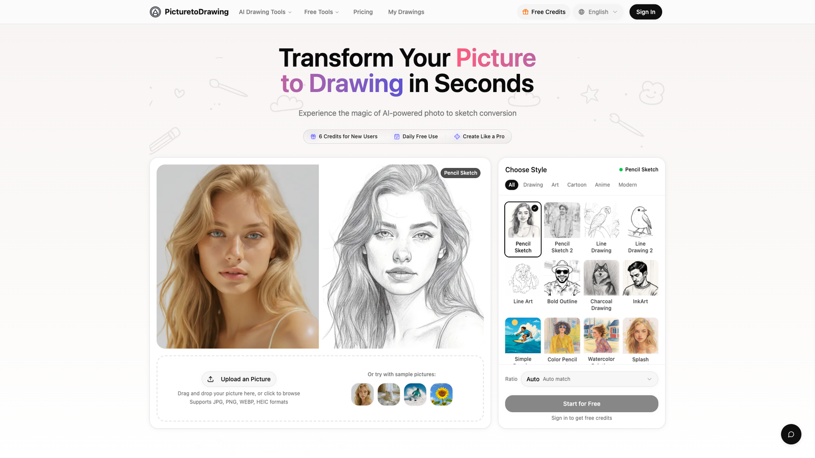 Picture to Drawing AI — интерфейс нейросети Picture to Drawing AI — интерфейс нейросети