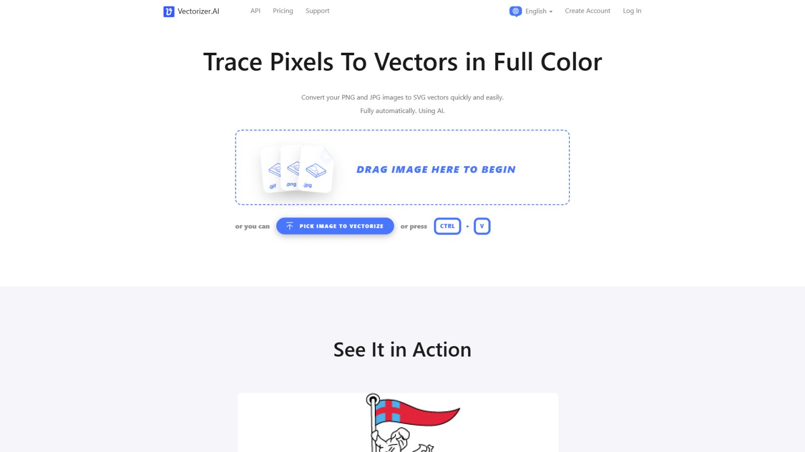 Vectorizer.ai нейросеть Главная страница