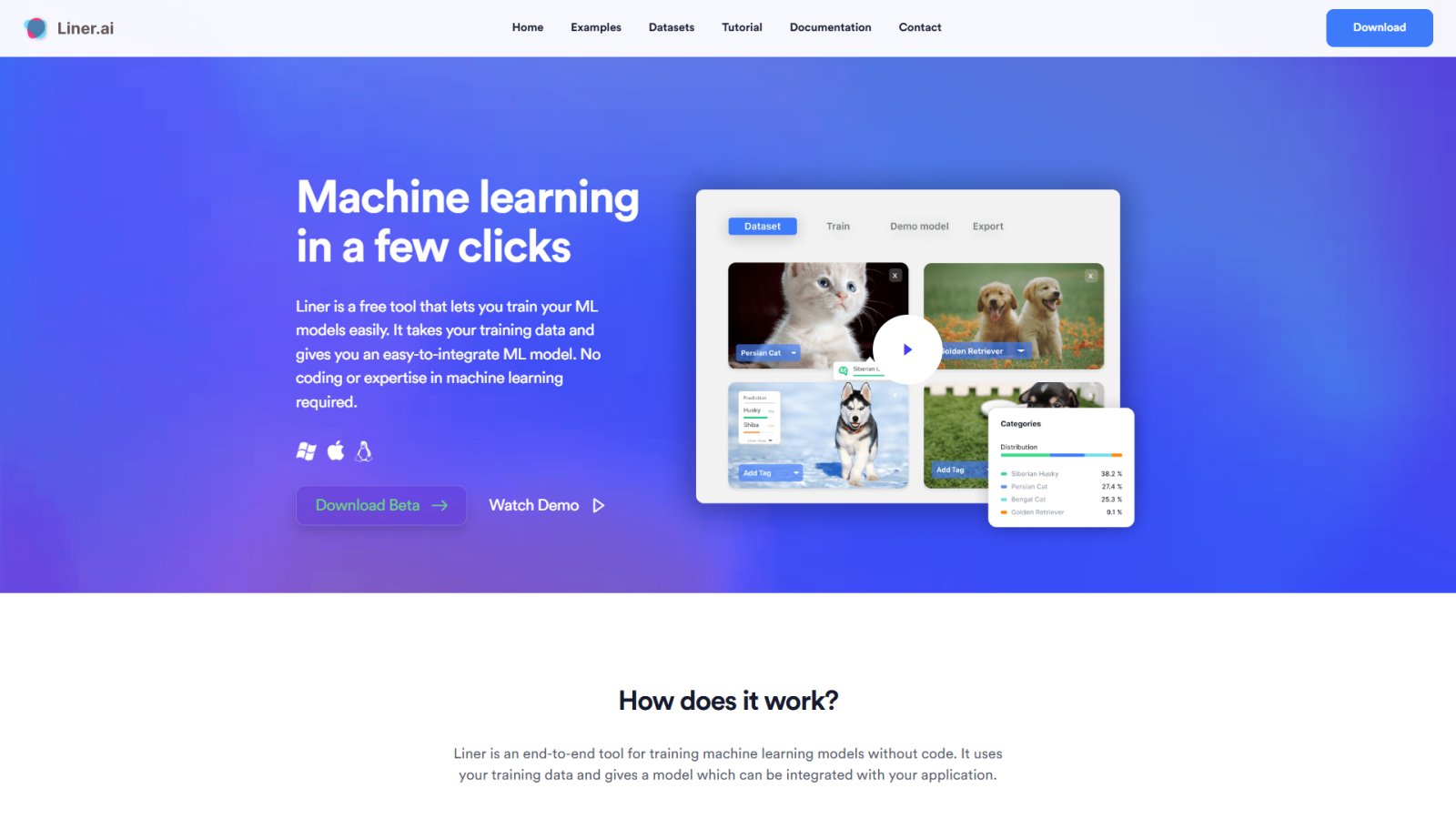 Liner.ai нейросеть Главная страница