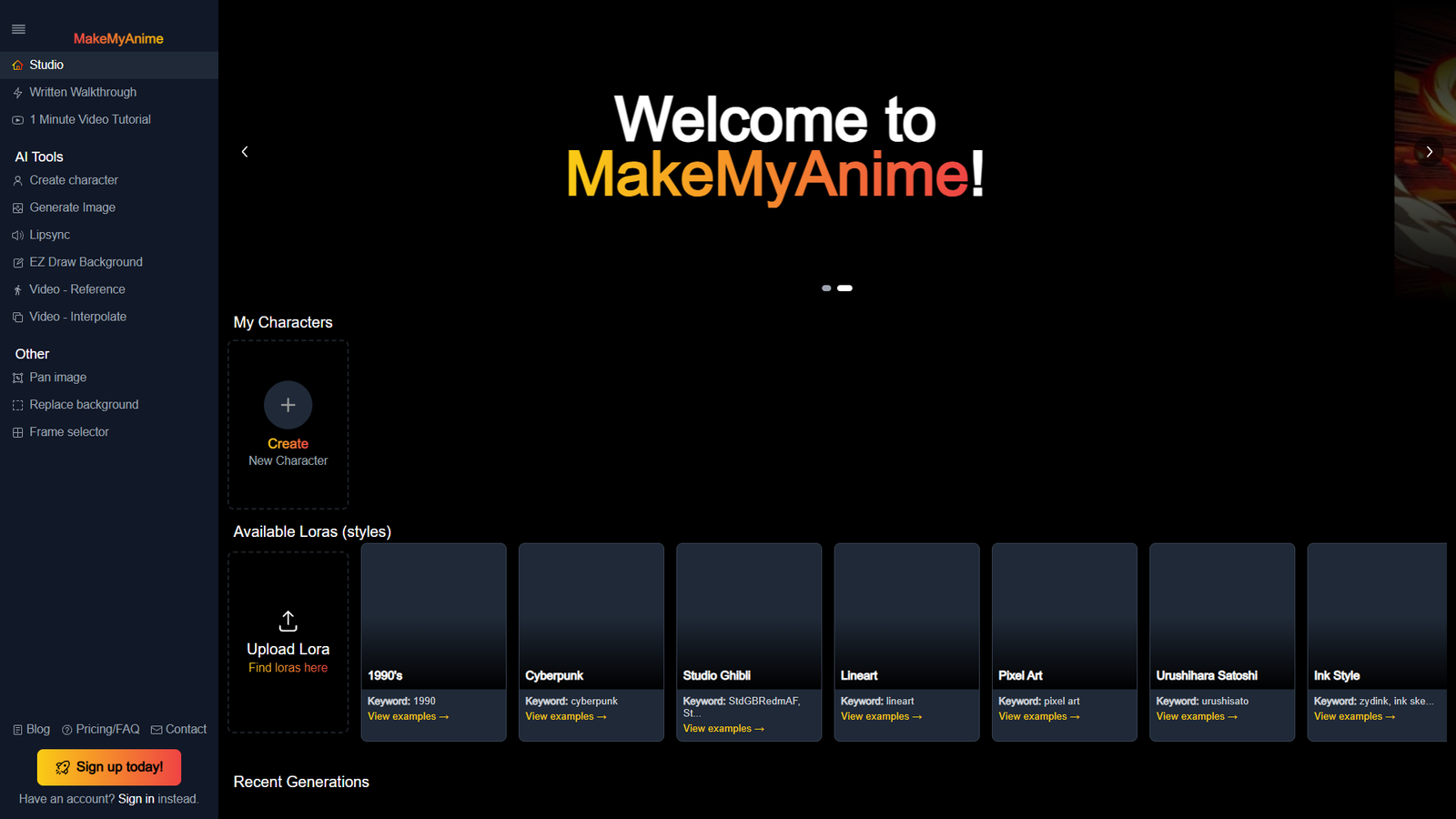 MakeMyAnime — интерфейс нейросети MakeMyAnime — интерфейс нейросети