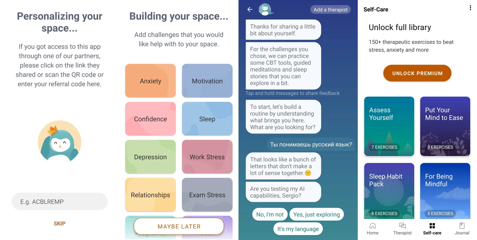 Wysa Экраны Wysa Экраны