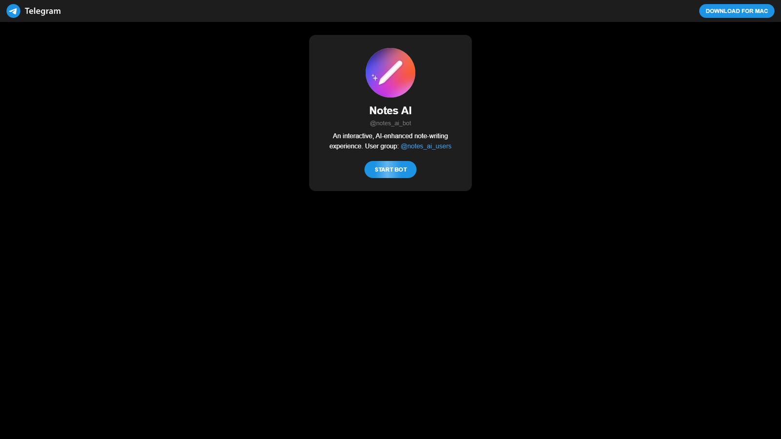 Notes AI Telegram Bot — интерфейс нейросети Notes AI Telegram Bot — интерфейс нейросети